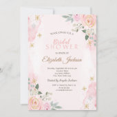 ウォーターカラーフラワーズスノーフレークブライダルシャワー 招待状 (正面)