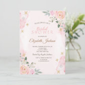 ウォーターカラーフラワーズスノーフレークブライダルシャワー 招待状 (スタンド正面)