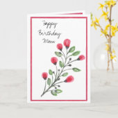 ウォーターカラーフラワーズハッピーバースデーマム カード (黄色い花)