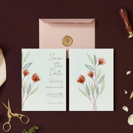 ウォーターカラーフラワーズパステルグリーン招待状 招待状