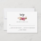 ウォーターカラーフラワーズボヘミアンカントリー結婚バーンズ 出欠カード (正面)