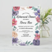 ウォーターカラーフラワーズリタイアメントパーティー退職した招待状 招待状 (スタンド正面)