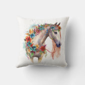 ウォーターカラーフラワーボホーホースパステル クッション (裏面)