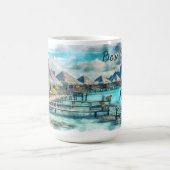 ウォーターカラーフランスのポリネシアボラボラセレニティ | コーヒーマグカップ (中央)