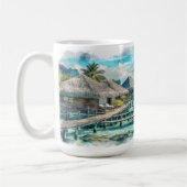 ウォーターカラーフランスのポリネシアボラボラセレニティ | コーヒーマグカップ (左)