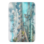 ウォーターカラーフランスのポリネシアボラボラセレニティ | バスマット (正面縦)