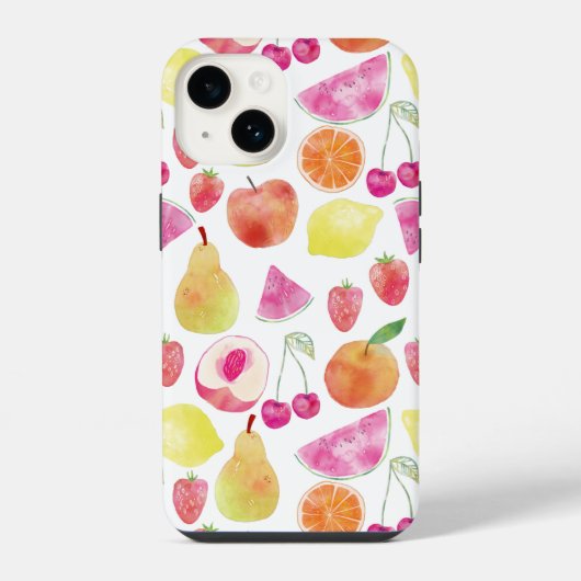 ウォーターカラーフルーツパターン iPhoneケース (裏面)