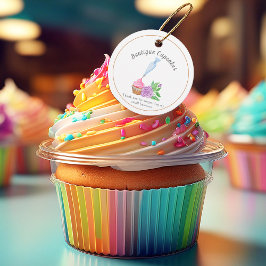 ウォーターカラーフロスティングカップケーキ ありがとう サポート フェイバータグ