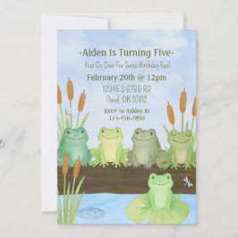 ウォーターカラーフロッグ&タッドポンド誕生日招待状 招待状