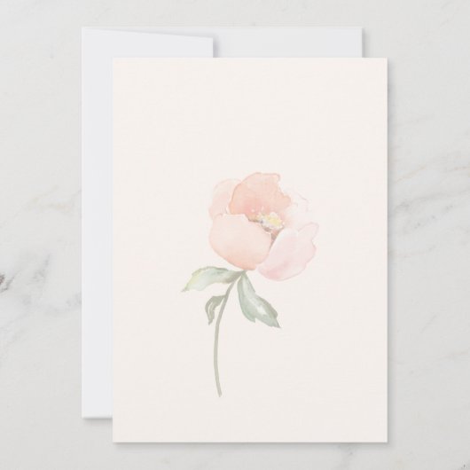 ウォーターカラーフローラアプリコットピンクローゼスベビー洗礼 招待状 (裏面)