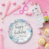 ウォーターカラーフローラエレガントファームハウスハッピーバースデー ペーパープレート (パーティー)