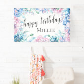 ウォーターカラーフローラエレガントファームハウスハッピーバースデー 横断幕 (インサイチュ)