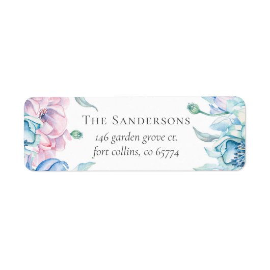 ウォーターカラーフローラエレガントファームハウス差出人住所 ラベル (正面)