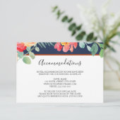 ウォーターカラーフローラコーラルネイビー結婚ズアコモデーション エンクロージャーカード (スタンド正面)