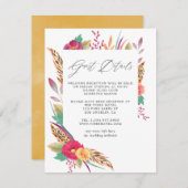 ウォーターカラーフローラサファリ結婚ズゲスト詳細 エンクロージャーカード (正面/裏面)