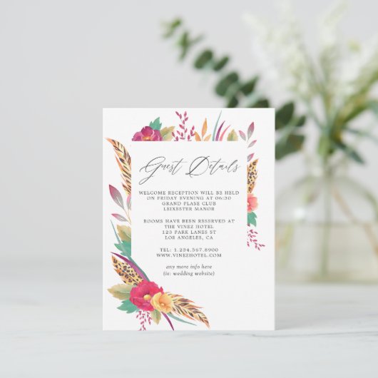 ウォーターカラーフローラサファリ結婚ズゲスト詳細 エンクロージャーカード (スタンド正面)