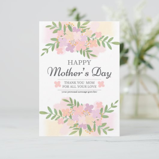 ウォーターカラーフローラドリームロマンティックマザーズデイカード カード (スタンド正面)
