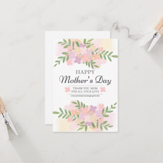 ウォーターカラーフローラドリームロマンティックマザーズデイカード カード (正面/裏面インサイチュ)