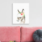 ウォーターカラーフローラドンキーファームハウススタイルアート キャンバスプリント (インサイチュ (リビング))