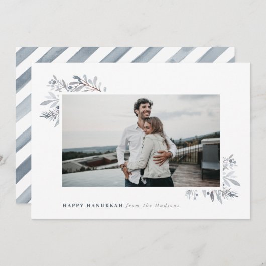 ウォーターカラーフローラハッピーハヌカー シーズンカード (正面/裏面)