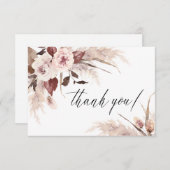 ウォーターカラーフローラパンパスグラスボ結婚ホズ サンキューカード (正面/裏面)