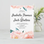 ウォーターカラーフローラピーチピーニー結婚式招待状 招待状 (スタンド正面)