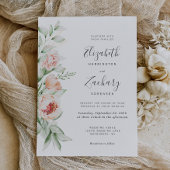 ウォーターカラーフローラピーチ赤面結婚ズ 招待状