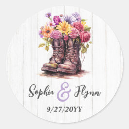 ウォーターカラーフローラファームブーツ&バーンウッド結婚ズ ラウンドシール