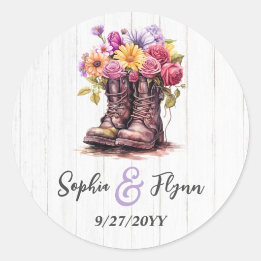 ウォーターカラーフローラファームブーツ&バーンウッド結婚ズ ラウンドシール (正面)