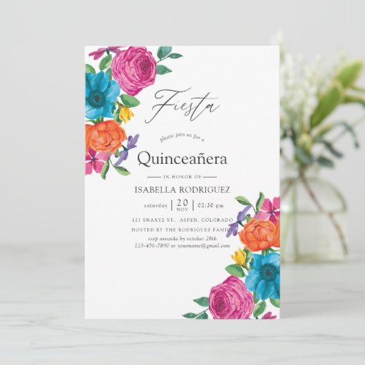 ウォーターカラーフローラフィエスタキンセアニラ 招待状 (スタンド正面)