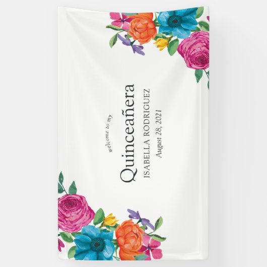 ウォーターカラーフローラフィエスタキンセアニラ 横断幕 (縦)