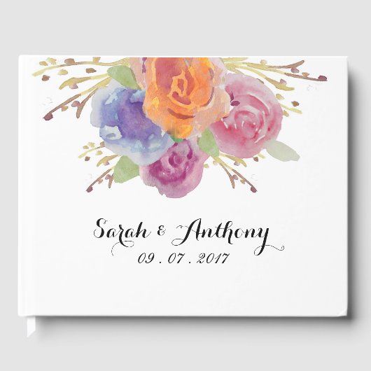 ウォーターカラーフローラブライト結婚ズゲストブック ゲストブック (正面)