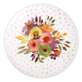 ウォーターカラーフローラブーケデザイン セラミックノブ (正面)