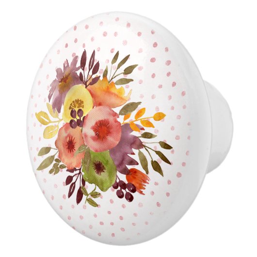 ウォーターカラーフローラブーケデザイン セラミックノブ (右)