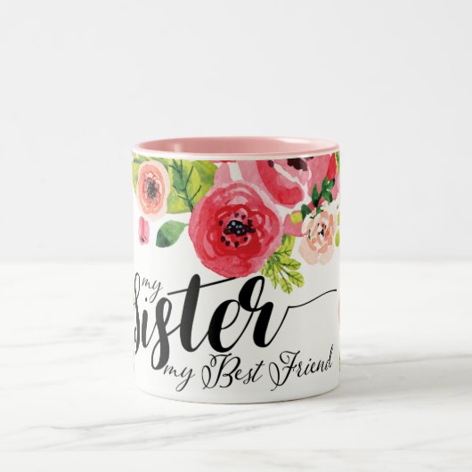 ウォーターカラーフローラマイシスタ最高のーマイフレンドツートン ツートーンマグカップ (中央)