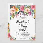 ウォーターカラーフローラマザーズデイブランチ招待状 招待状 (正面/裏面)
