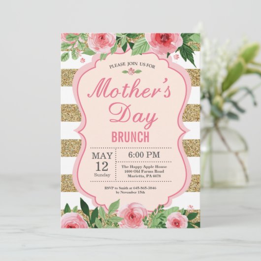 ウォーターカラーフローラマザーズデイブランチ招待状 招待状 (スタンド正面)