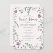 ウォーターカラーフローラメドークローバーブライダルシャワー 招待状 (正面/裏面)