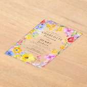 ウォーターカラーフローラモダンガーデン春の結婚式 アクリル招待状 (レイダウン)