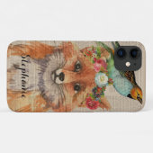 ウォーターカラーフローラルクラウンフォックス カスタムネーム Case-Mate iPhoneケース (裏面(横))