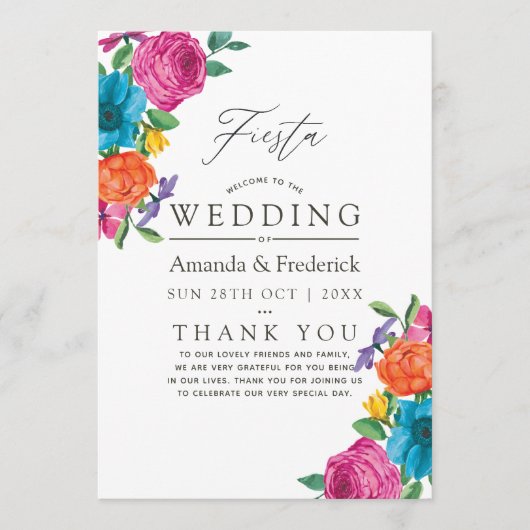 ウォーターカラーフローラルフィエスタ結婚式 プログラム (正面)