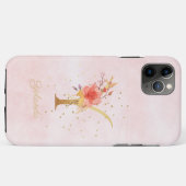ウォーターカラーフローラルモノグラム 名前イニシャル Y 文字 Case-Mate iPhoneケース (裏面(横))