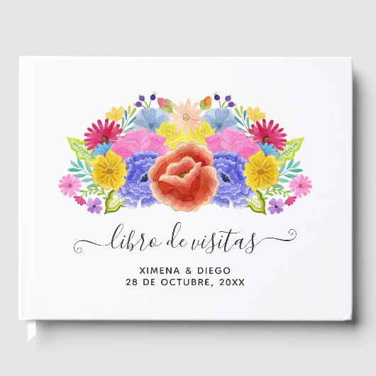 ウォーターカラーフローラル スペインのフィエスタ 結婚式 ゲストブック (正面)