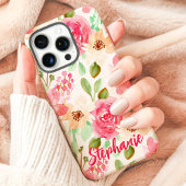 ウォーターカラーフローラル ピンクピーチ オーダーネーム Case-Mate iPhoneケース