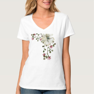 ウォーターカラーフローラル 女性用Tシャツ Tシャツ