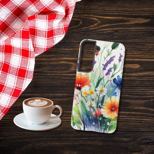 ウォーターカラーフローラル 野の花 女性らしい トレンディー SAMSUNG GALAXYケース