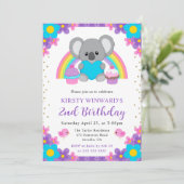ウォーターカラーフローラレインボーコアラ誕生日 招待状 (スタンド正面)