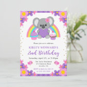ウォーターカラーフローラレインボーコアラ誕生日 招待状 (スタンド正面)