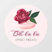 ウォーターカラーフローラレッドローズマカロンベーカリー&スイーツ ウィンドウサイン (シート)