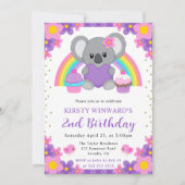 ウォーターカラーフローラ春コアラ誕生日 招待状 (正面)